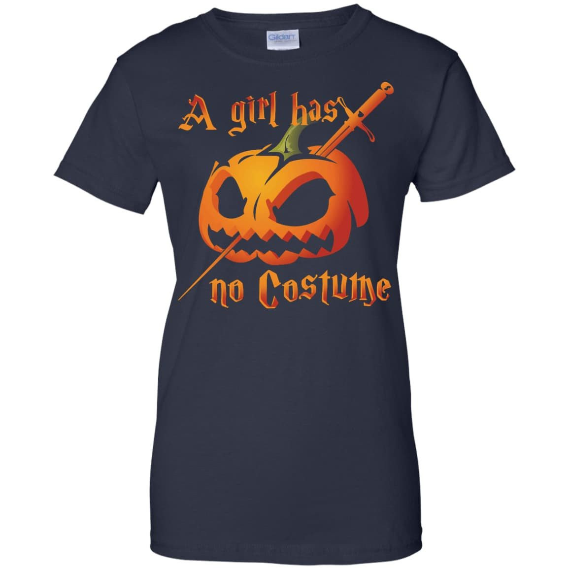 A Girl Has No Costume Halloween-T-Shirt & Hoodie-Women's T-Shirt-Navy
