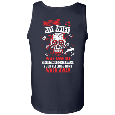 Warning my wife is An A**hole-T-Shirt & Hoodie-Unisex Tank-Navy