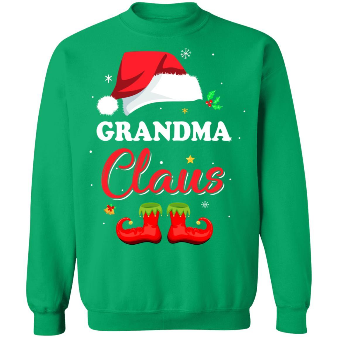 Santa Grandma Claus Matching Family Pajamas Christmas Gifts-T-Shirt & Sweatshirt-Crewneck Sweatshirt-Irish Green