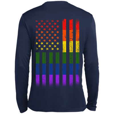 Rainbow Lesbian Gay Pride LGBT America Flag-T-Shirt & Hoodie-Long Sleeve T-Shirt-Navy