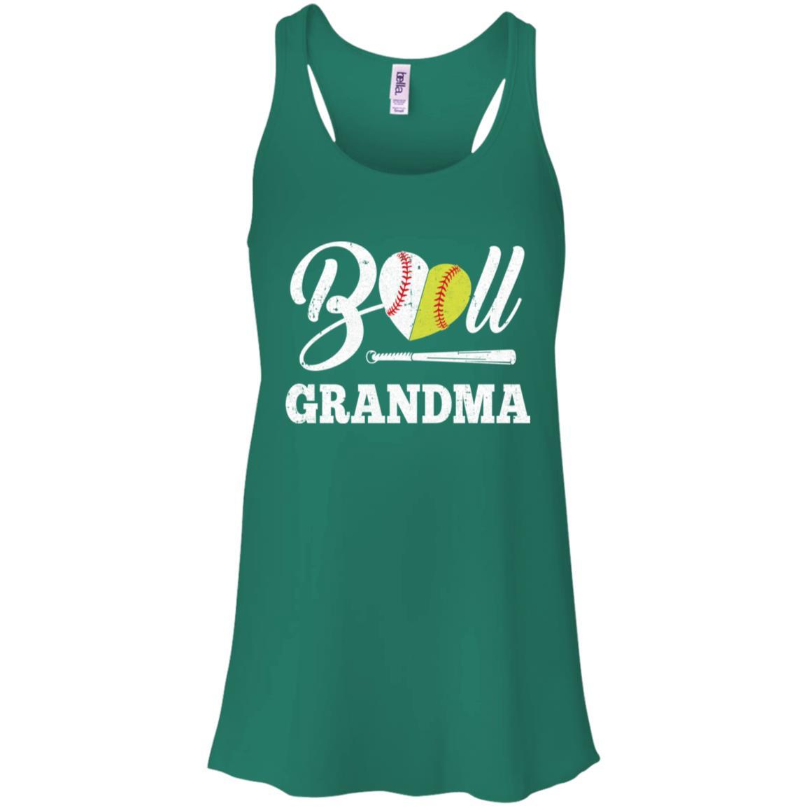 Funny Ball Grandma Softball Baseball Mothers Day Gifts-T-Shirt & Tank Top-Women's Flowy Racerback Tank-Kelly Green