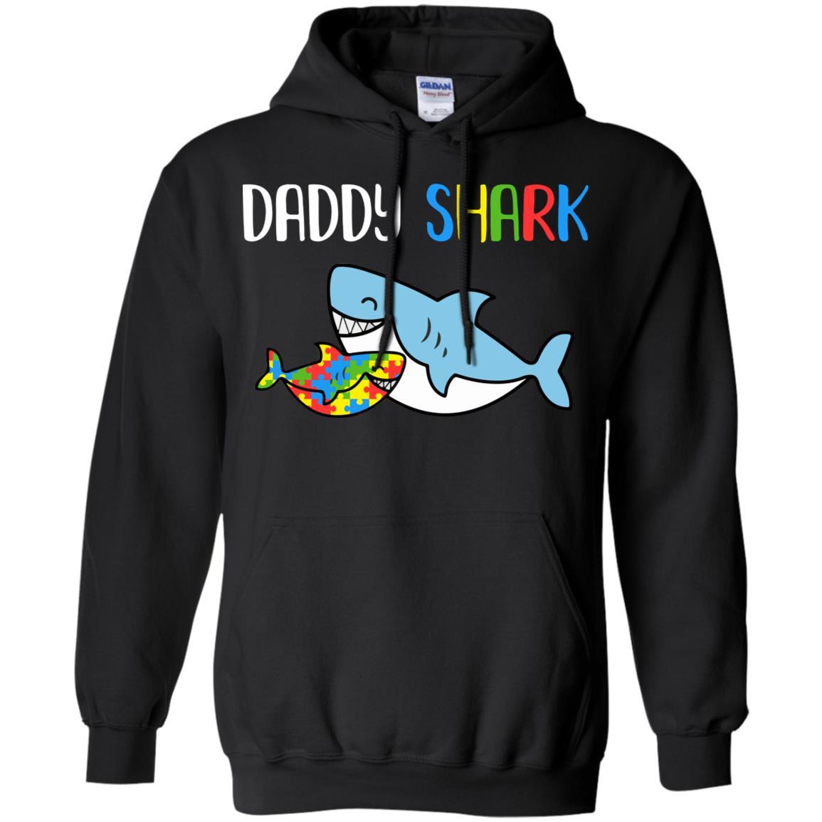 Daddy Shark Support Autism Awareness For Child-T-Shirt & Hoodie-Pullover Hoodie-Black