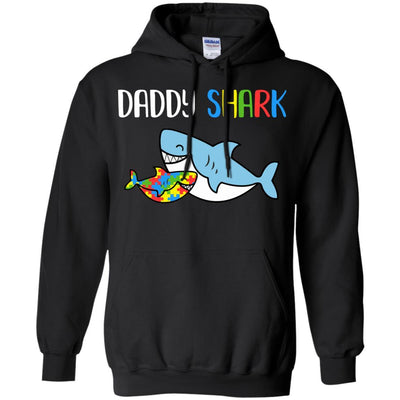 Daddy Shark Support Autism Awareness For Child-T-Shirt & Hoodie-Pullover Hoodie-Black