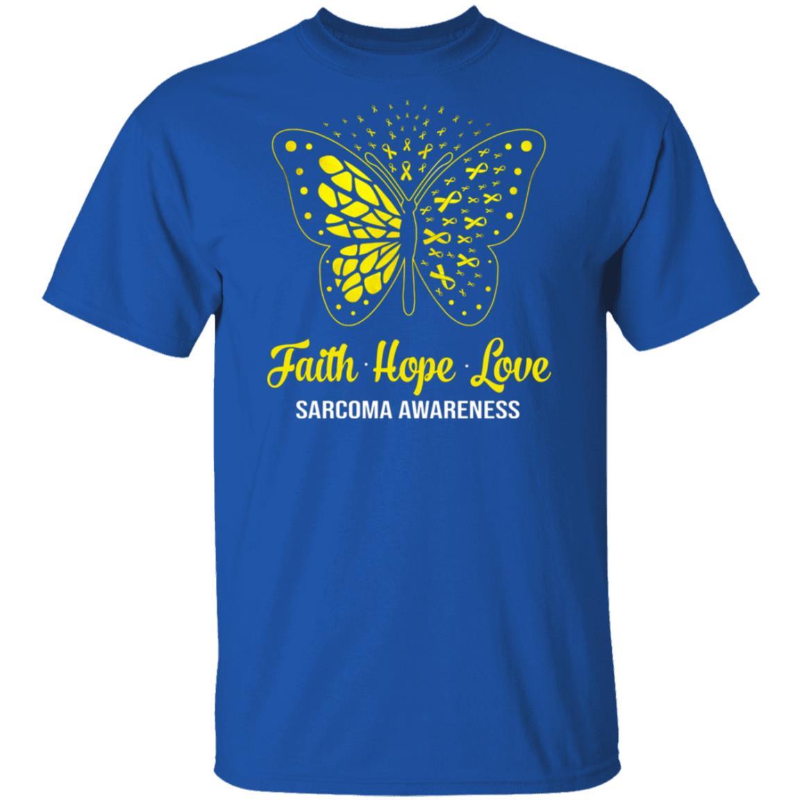 Faith Hope Love Yellow Butterfly Sarcoma Awareness-T-Shirt & Hoodie-Classic T-Shirt-Royal