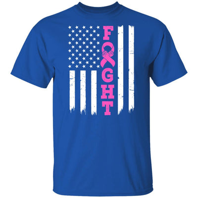Breast Cancer Awareness American Flag Distressed-T-Shirt & Hoodie-Classic T-Shirt-Royal
