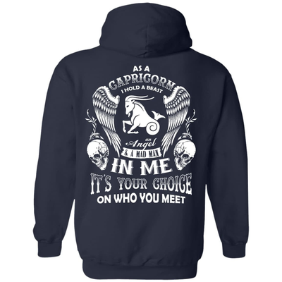 As A Capricorn I Hold A Beast An Angel A Madman In Me-T-Shirt & Hoodie-Pullover Hoodie-Navy