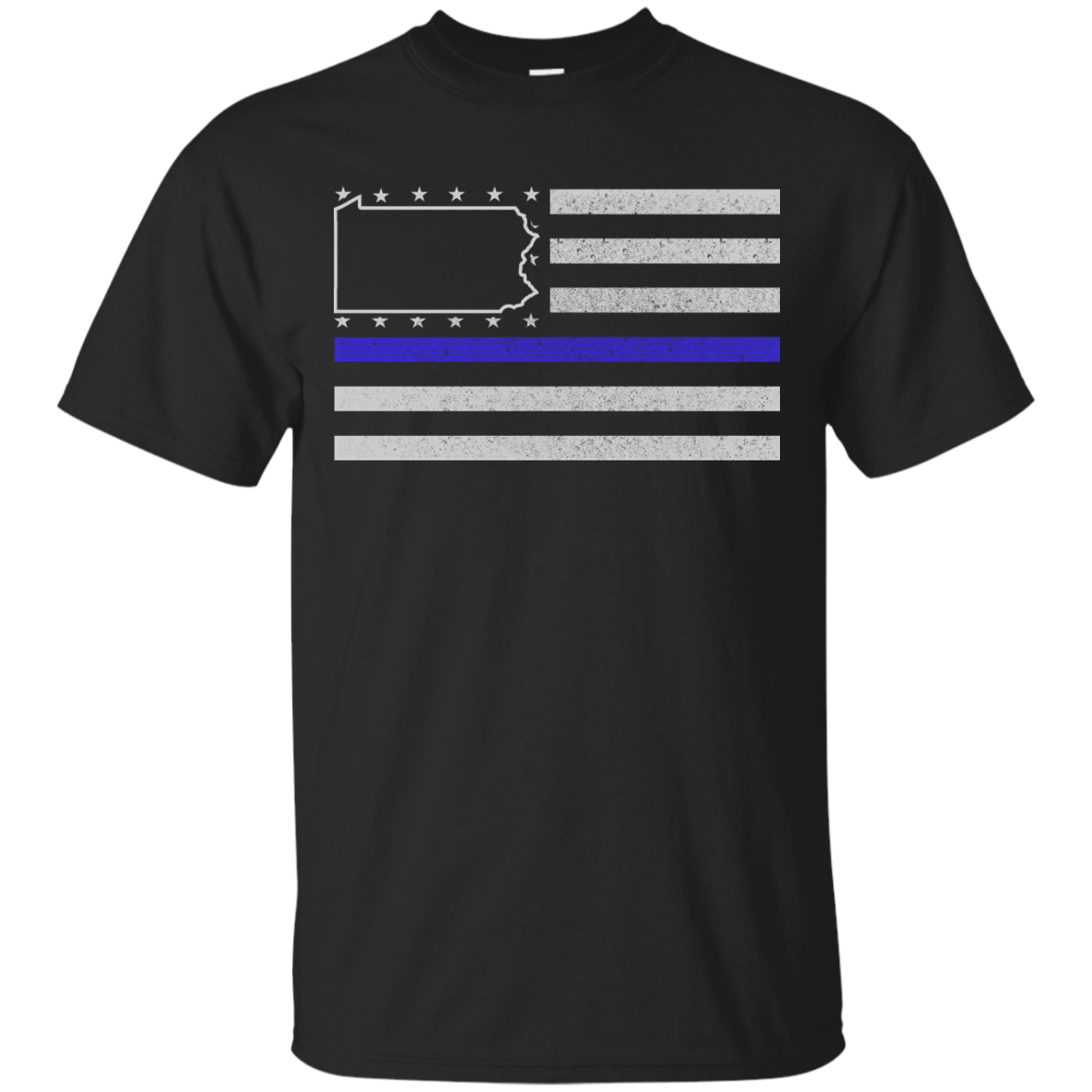 Pennsylvania Thin Blue Line Police State-T-Shirt & Hoodie-Classic T-Shirt-Black