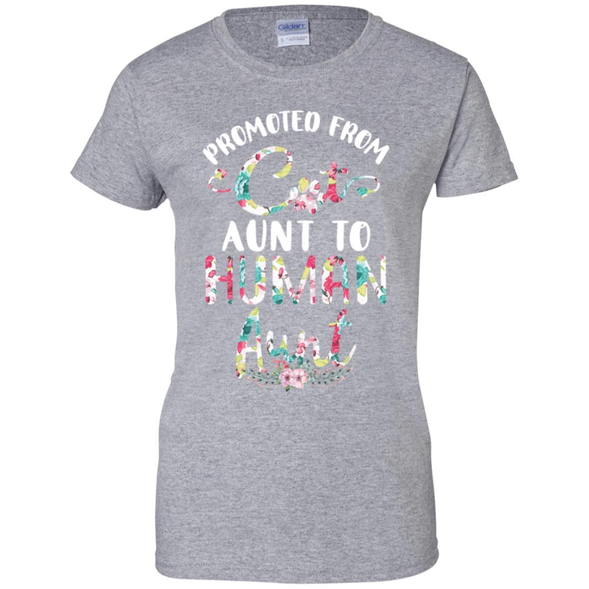 Floral Promoted From Cat Aunt To Human Aunt Gift-T-Shirt & Tank Top-Women's T-Shirt-Sport Grey