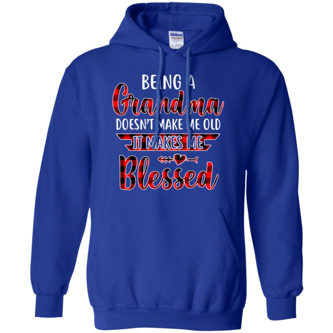 Red Plaid Funny Being A Grandma Doesn't Make Me Old-T-Shirt & Hoodie-Pullover Hoodie-Royal