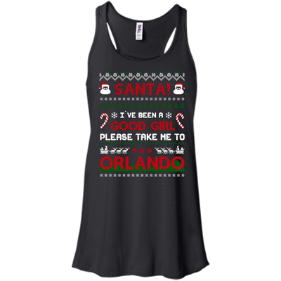 Santa I've Been A Good Girl Please Take Me To Orlando-T-Shirt & Hoodie-Women's Flowy Racerback Tank-Black