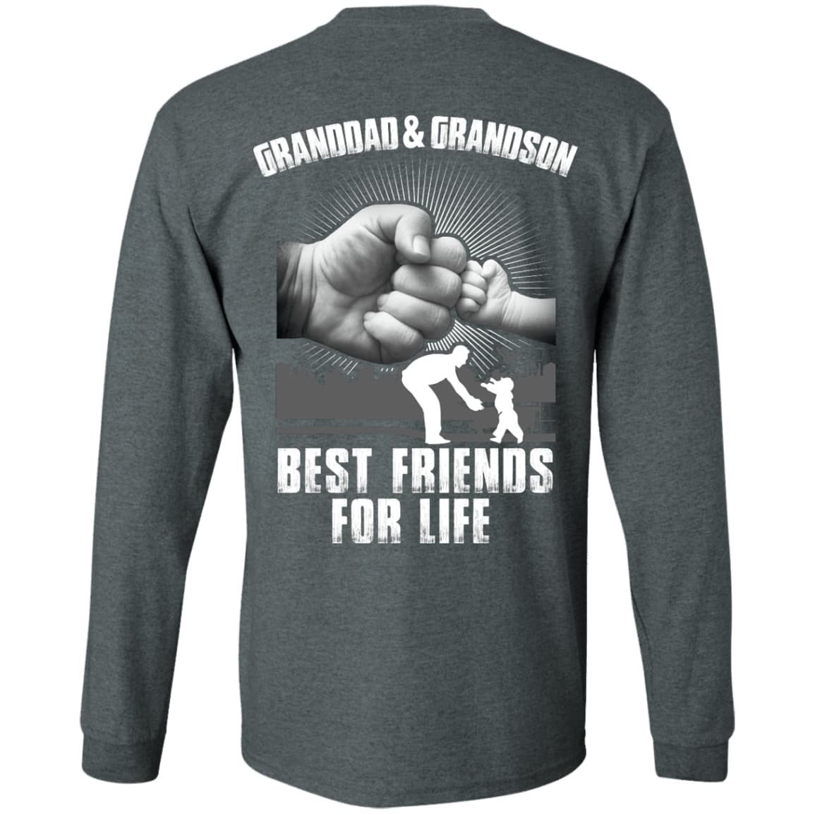Granddad And Grandson Best Friends For Life-T-Shirt & Hoodie-Long Sleeve T-Shirt-Dark Heather