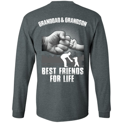 Granddad And Grandson Best Friends For Life-T-Shirt & Hoodie-Long Sleeve T-Shirt-Dark Heather