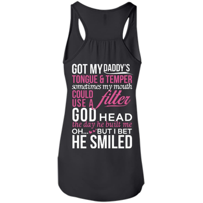 Got My Daddy's Tongue And Temper-T-Shirt & Hoodie-Women's Flowy Racerback Tank-Black