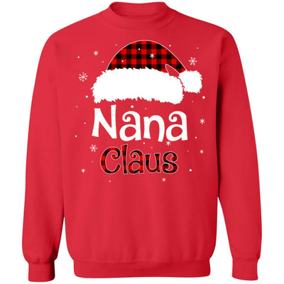 Santa Nana Claus Red Plaid Family Pajamas Christmas Gift-T-Shirt & Sweatshirt-Crewneck Sweatshirt-Red