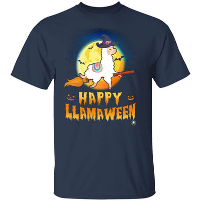 Happy Llamaween Halloween Llama Witch Costume-T-Shirt & Tank Top-Classic T-Shirt-Navy