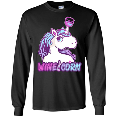 Funny Wine Unicorn Wineicorn-T-Shirt & Hoodie-Long Sleeve T-Shirt-Black
