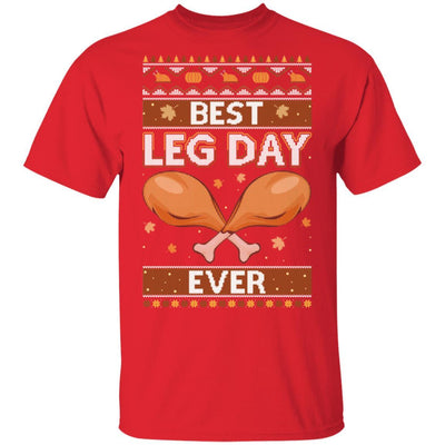 Best Leg Day Ever Ugly Christmas Sweater Funny Thanksgiving-T-Shirt & Sweatshirt-Classic T-Shirt-Red