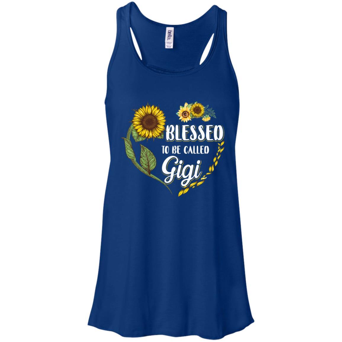 Blessed To Be Called Gigi Sunflower Mothers Day Gift-T-Shirt & Tank Top-Women's Flowy Racerback Tank-True Royal