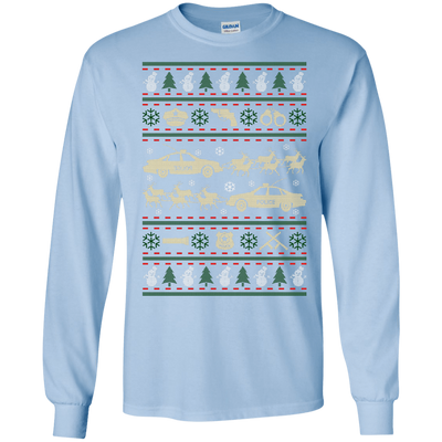 Police Christmas Ugly Sweater-T-Shirt & Hoodie-Long Sleeve T-Shirt-Light Blue