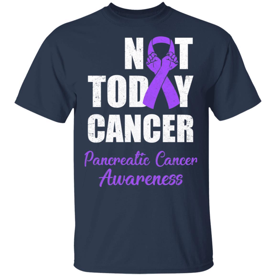 Support Pancreatic Cancer Awareness Purple Ribbon Not Today-T-Shirt & Hoodie-Classic T-Shirt-Navy
