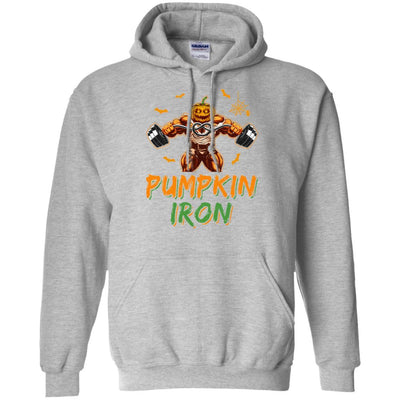 Halloween Gym Workout Pumpkin Iron Motivation For Men-T-Shirt & Hoodie-Pullover Hoodie-Sport Grey
