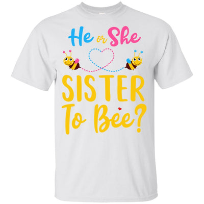 Gender Reveal Pink Or Blue What Will It Bee He Or She Sister Youth-Youth Shirt-Youth T-Shirt-White