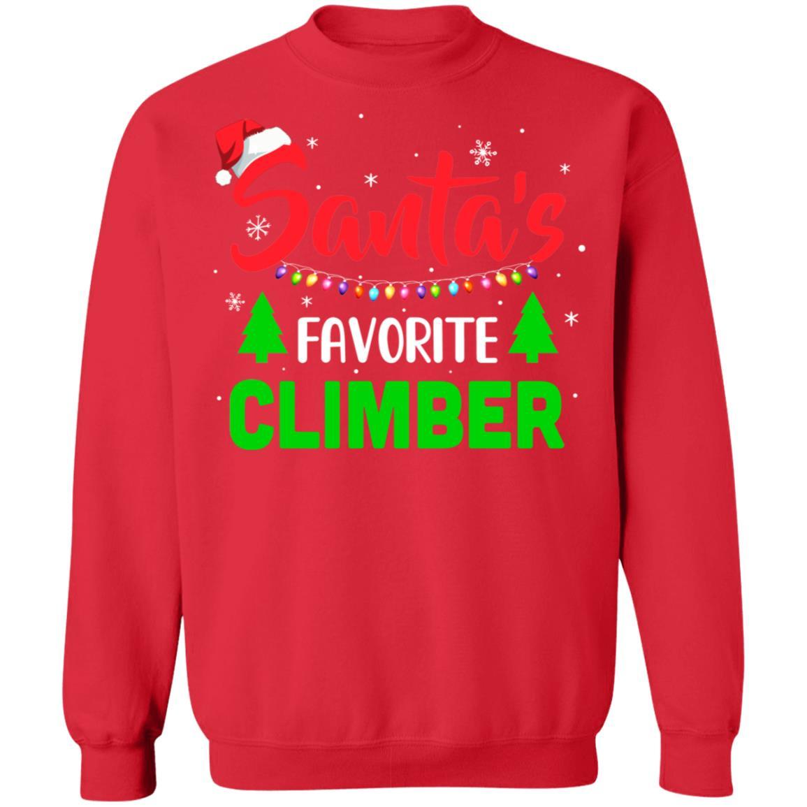 Santa's Favorite Climber Funny Christmas Xmas Gifts-T-Shirt & Sweatshirt-Crewneck Sweatshirt-Red