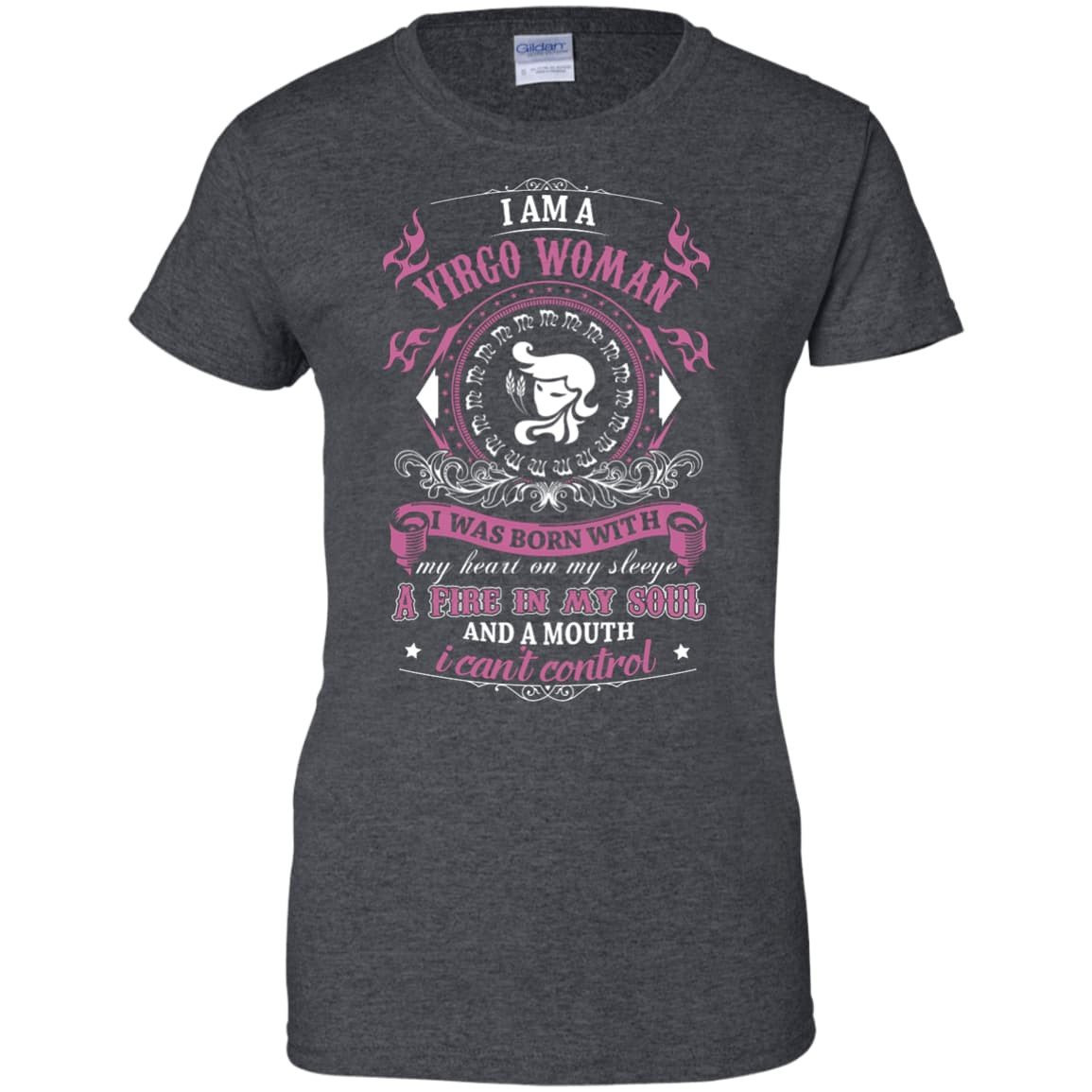 I Am A Virgo Woman I Was Born With My Heart On My Sleeve-T-Shirt & Hoodie-Women's T-Shirt-Dark Heather
