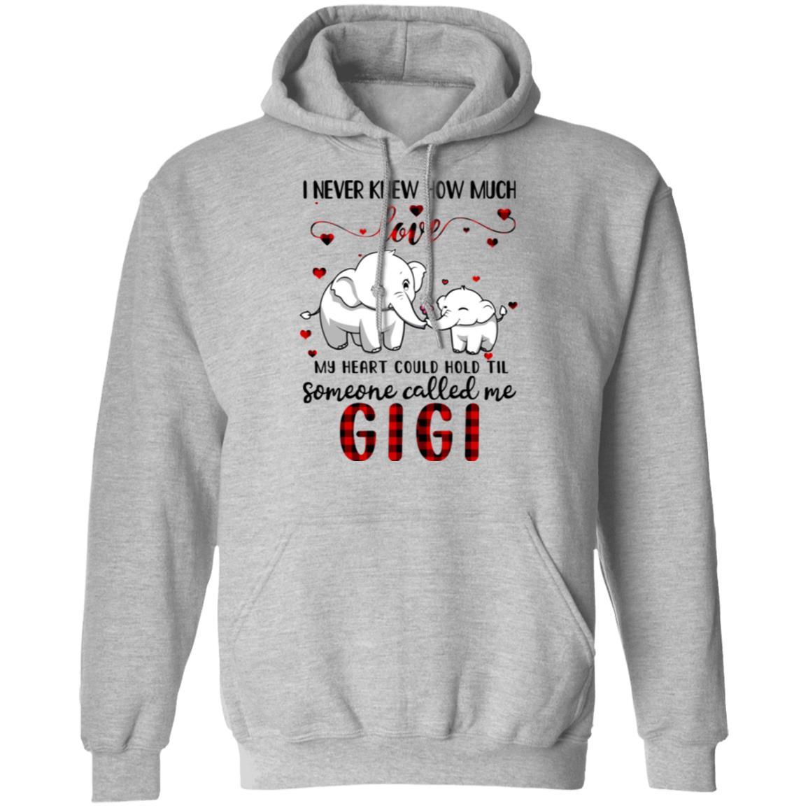 Someone Called Me Gigi Elephant Red Plaid Mother's Day-T-Shirt & Hoodie-Pullover Hoodie-Sport Grey