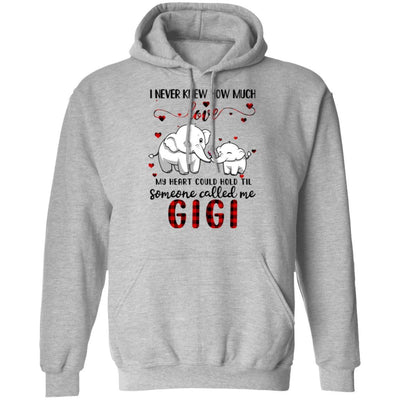 Someone Called Me Gigi Elephant Red Plaid Mother's Day-T-Shirt & Hoodie-Pullover Hoodie-Sport Grey
