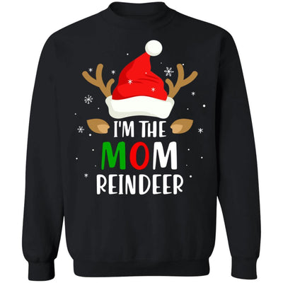 I'm The Mom Reindeer Matching Family Christmas-T-Shirt & Sweatshirt-Crewneck Sweatshirt-Black
