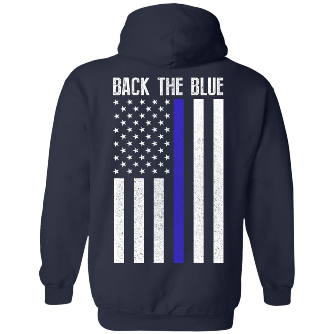 BACK THE BLUE Thin Blue Line Flag-T-Shirt & Hoodie-Pullover Hoodie-Navy