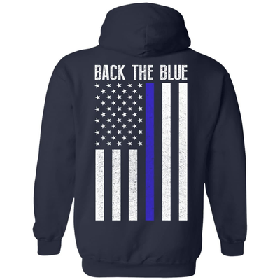 BACK THE BLUE Thin Blue Line Flag-T-Shirt & Hoodie-Pullover Hoodie-Navy