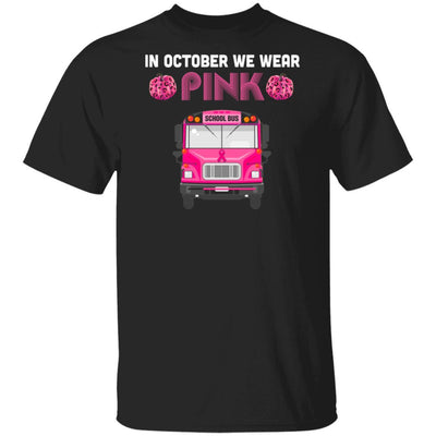 In October We Wear Pink School Bus Pumpkin Breast Cancer-T-Shirt & Hoodie-Classic T-Shirt-Black