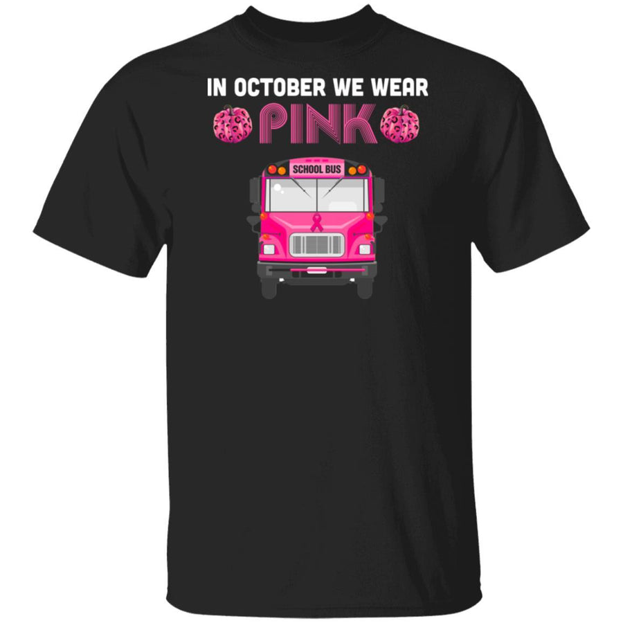 In October We Wear Pink School Bus Pumpkin Breast Cancer-T-Shirt & Hoodie-Classic T-Shirt-Black