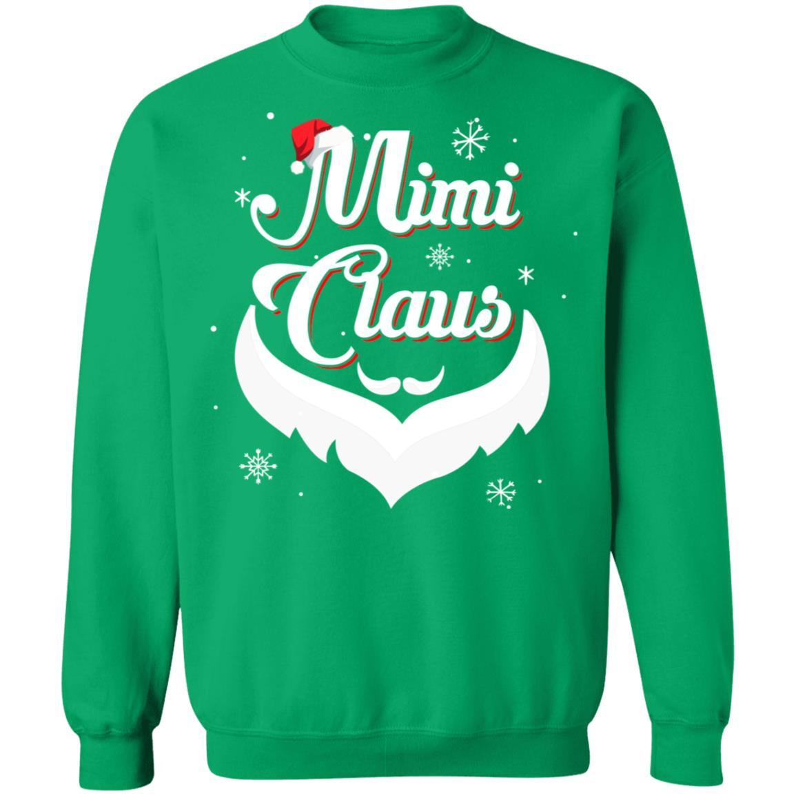 Santa Beard Matching Christmas Pajamas Mimi Claus-T-Shirt & Sweatshirt-Crewneck Sweatshirt-Irish Green