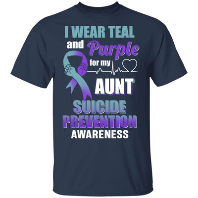I Wear Teal And Purple For My Aunt Suicide Prevention-T-Shirt & Hoodie-Classic T-Shirt-Navy