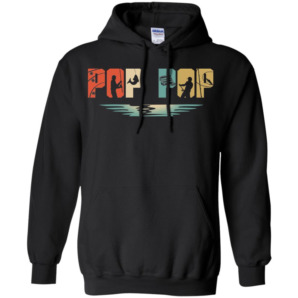 Vintage Fishing Pop Pop Father's Day Gift-T-Shirt & Hoodie-Pullover Hoodie-Black