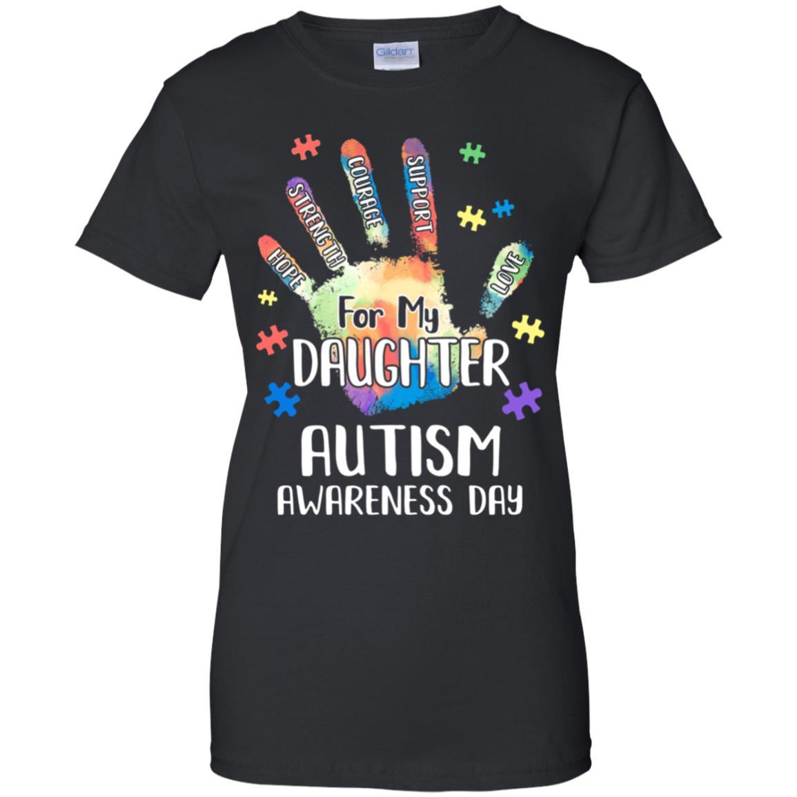 Support Autism Awareness For My Daughter Puzzle Gift-T-Shirt & Hoodie-Women's T-Shirt-Black
