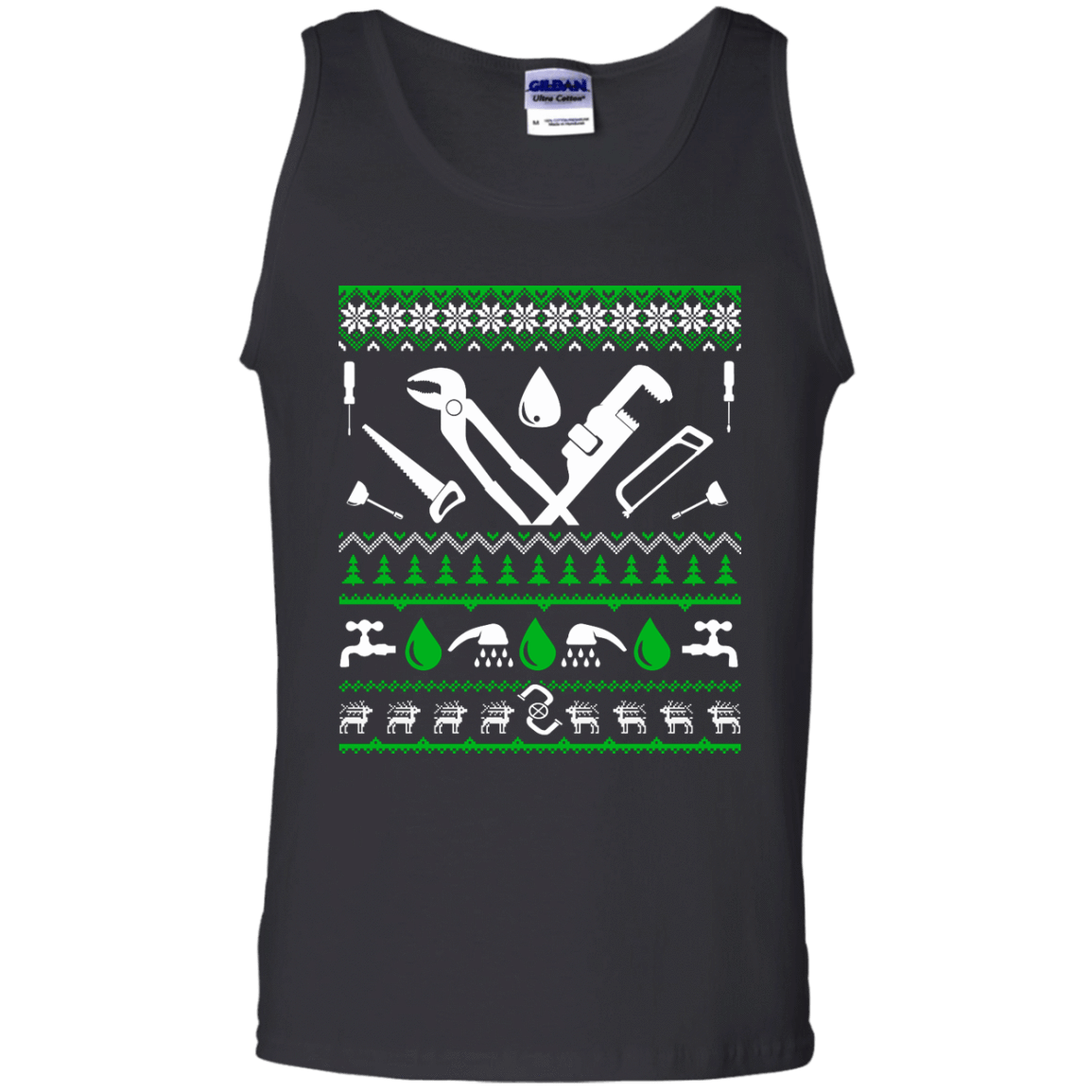 Plumber Christmas Sweater-T-Shirt & Hoodie-Unisex Tank-Black
