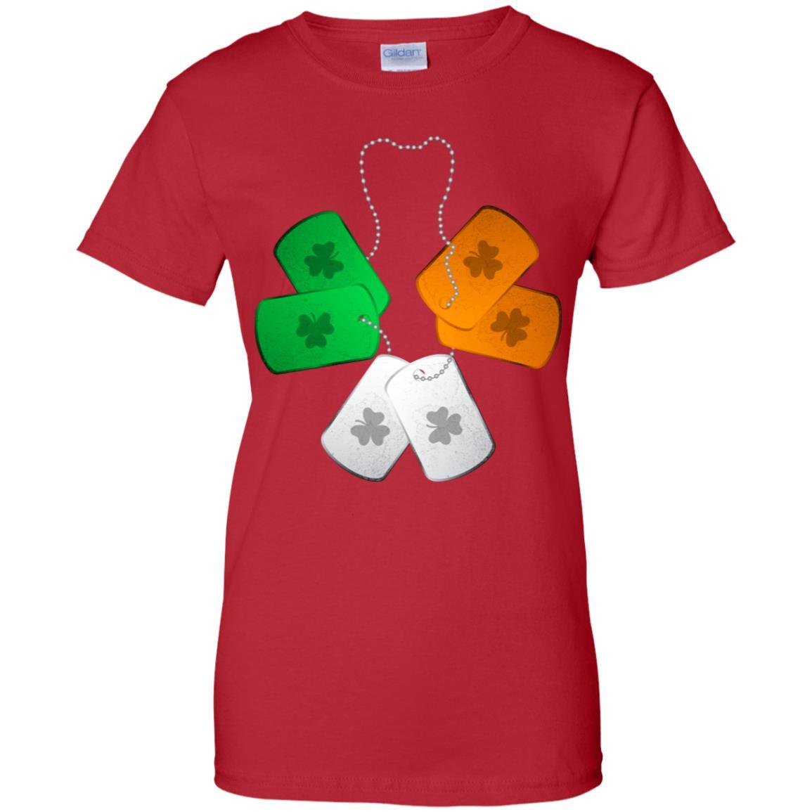 Shamrock Dogtag Soldier Army St Patrick's Day-T-Shirt & Hoodie-Women's T-Shirt-Red
