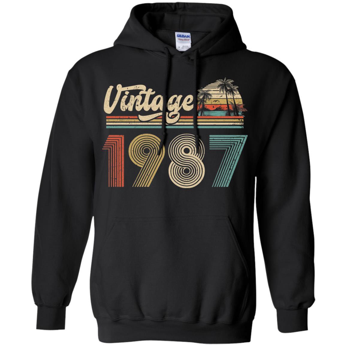 34th Birthday Gift Vintage 1987 Classic-T-Shirt & Hoodie-Pullover Hoodie-Black