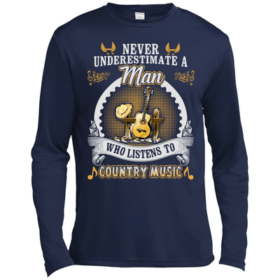 A Man Listen To Country Music-T-Shirt & Hoodie-Long Sleeve T-Shirt-Navy