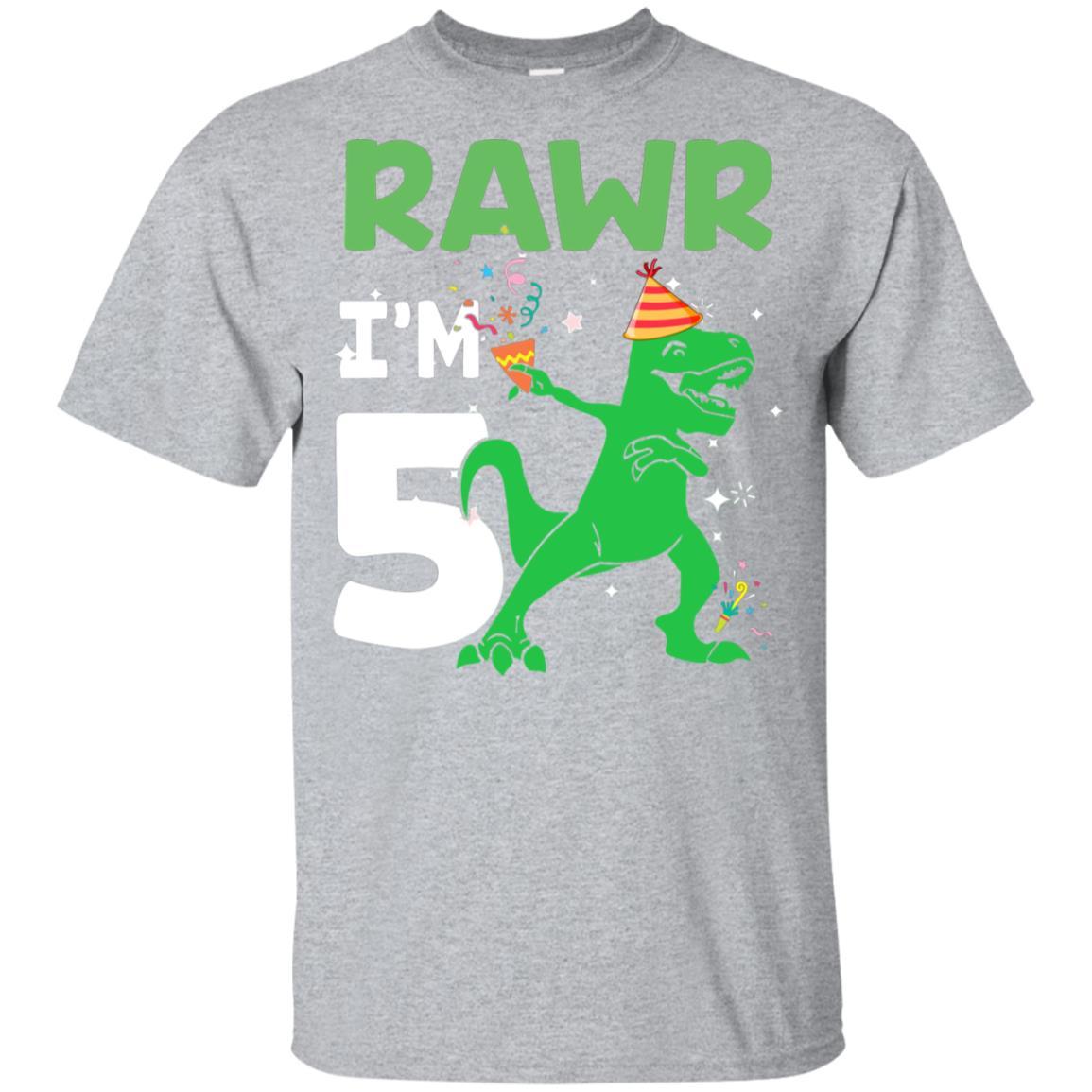 Rawr I'm 7 Birthday Gifts 2014 Dinosaur For Boys Youth-Youth Shirt-Youth T-Shirt-Sport Grey