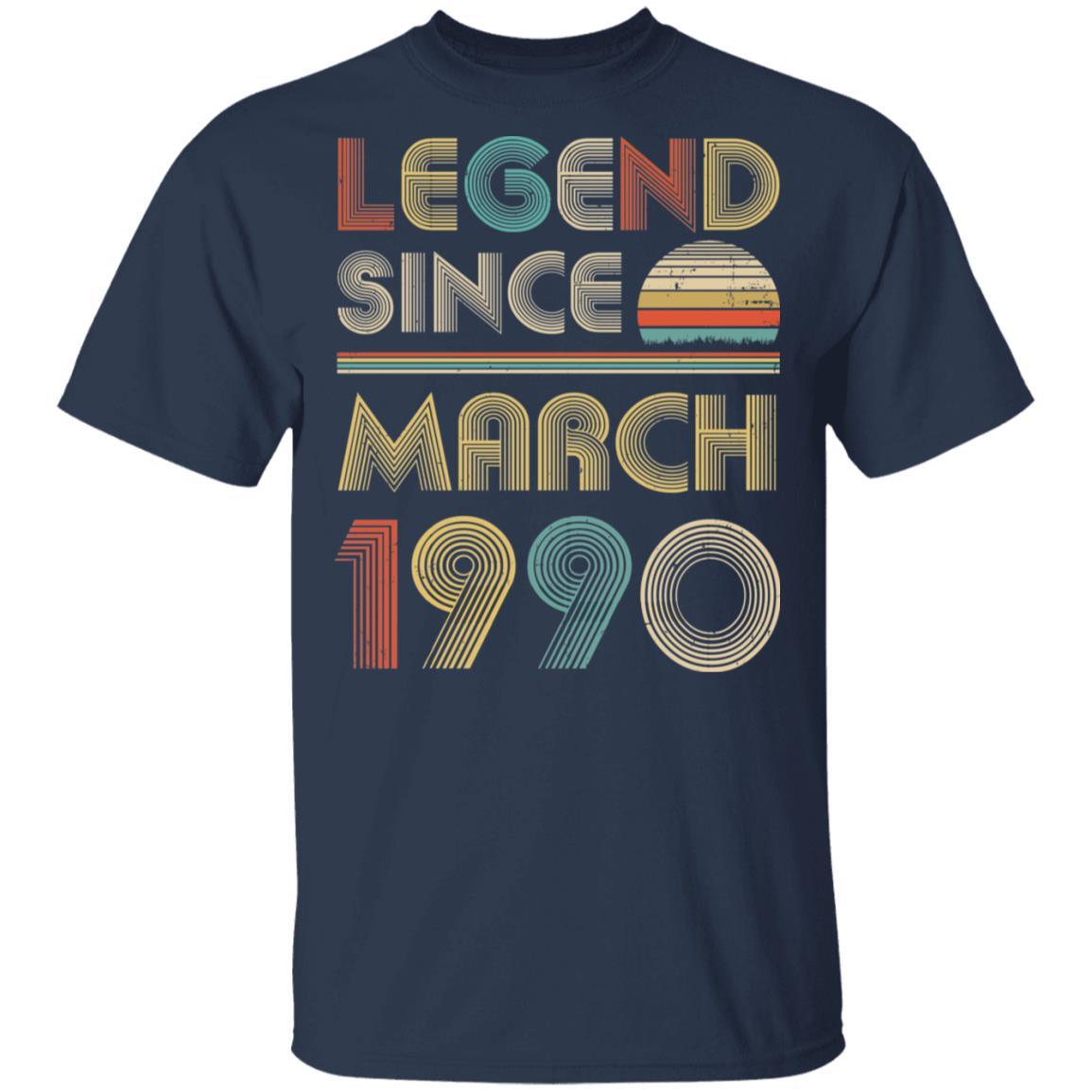 Legend Since March 1990 Vintage 31th Birthday Gifts-T-Shirt & Hoodie-Classic T-Shirt-Navy