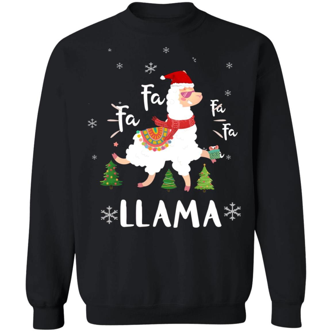 Fa La La Llama Santa Christmas Funny Gift Xmas-T-Shirt & Sweatshirt-Crewneck Sweatshirt-Black