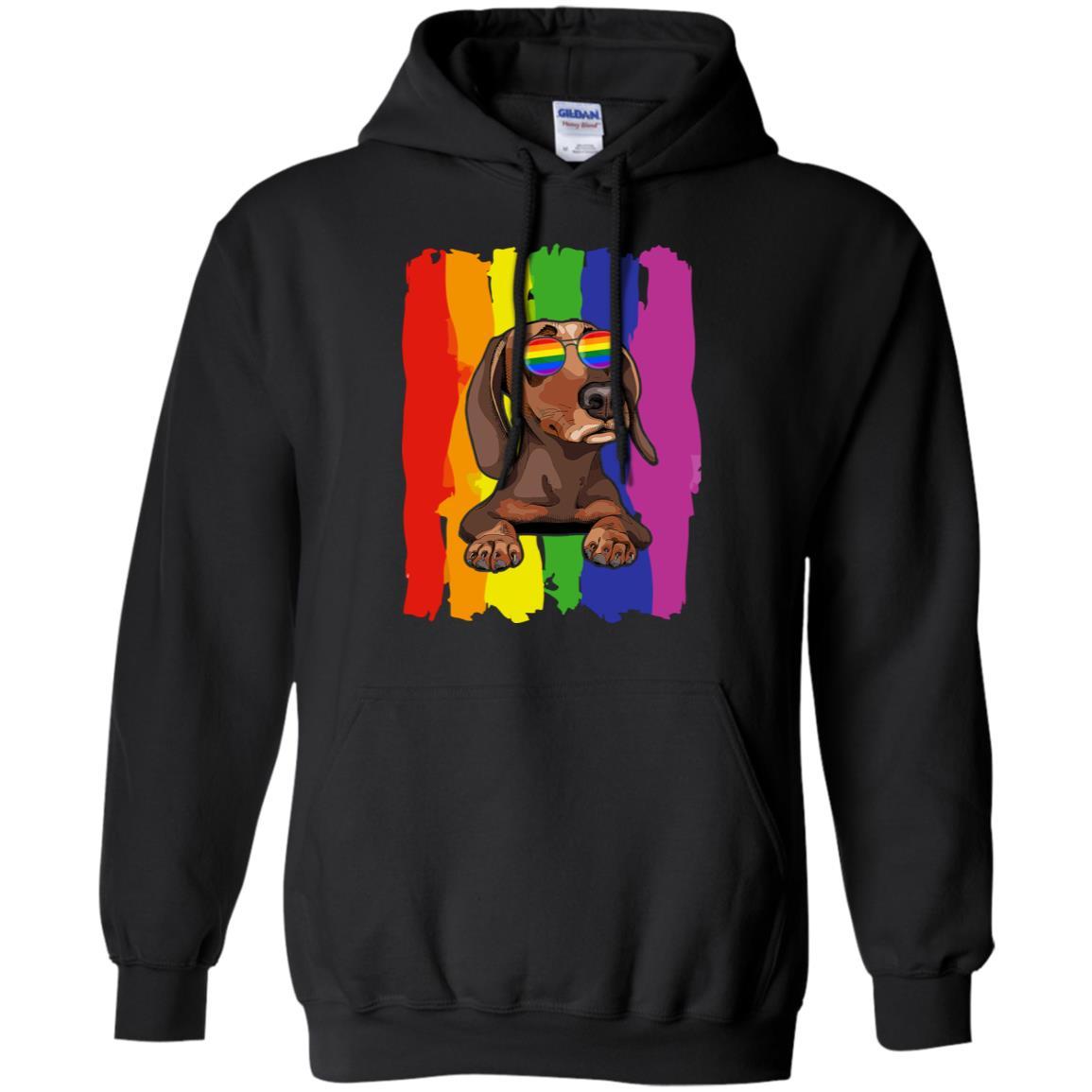 Funny Dachshund LGBT LGBT Pride Gifts-T-Shirt & Hoodie-Pullover Hoodie-Black