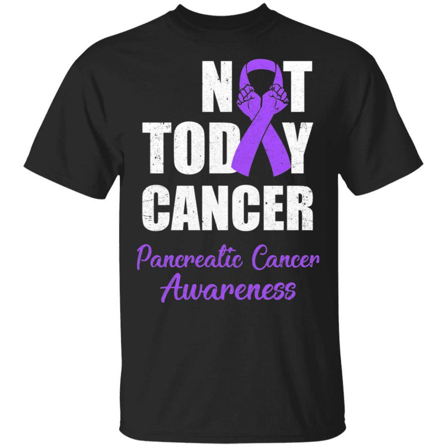 Support Pancreatic Cancer Awareness Purple Ribbon Not Today-T-Shirt & Hoodie-Classic T-Shirt-Black
