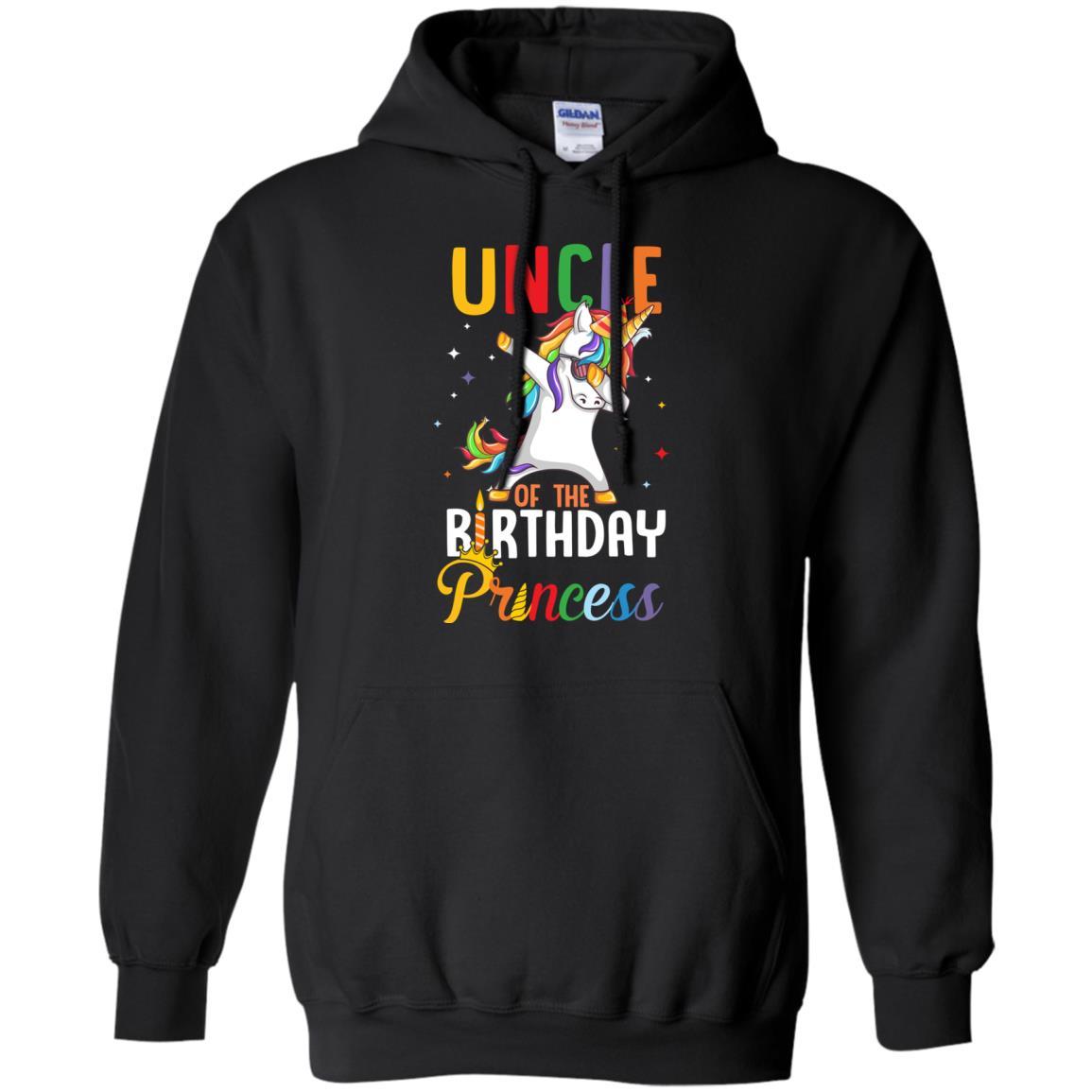Uncle Of The Birthday Girl Dabbing Unicorn Party-T-Shirt & Hoodie-Pullover Hoodie-Black