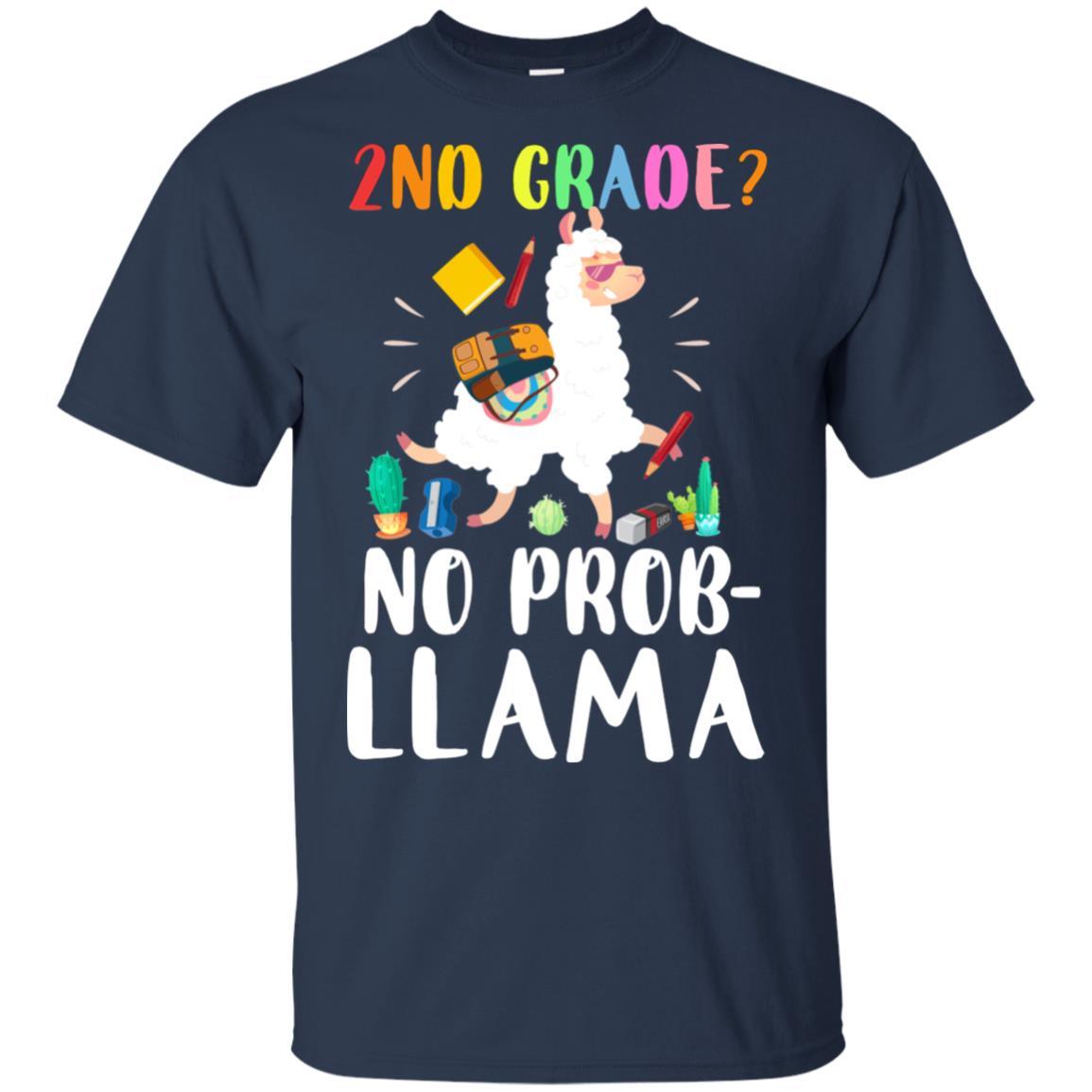 2nd Grade No Prob Llama Funny First Day Of School-T-Shirt & Hoodie-Classic T-Shirt-Navy